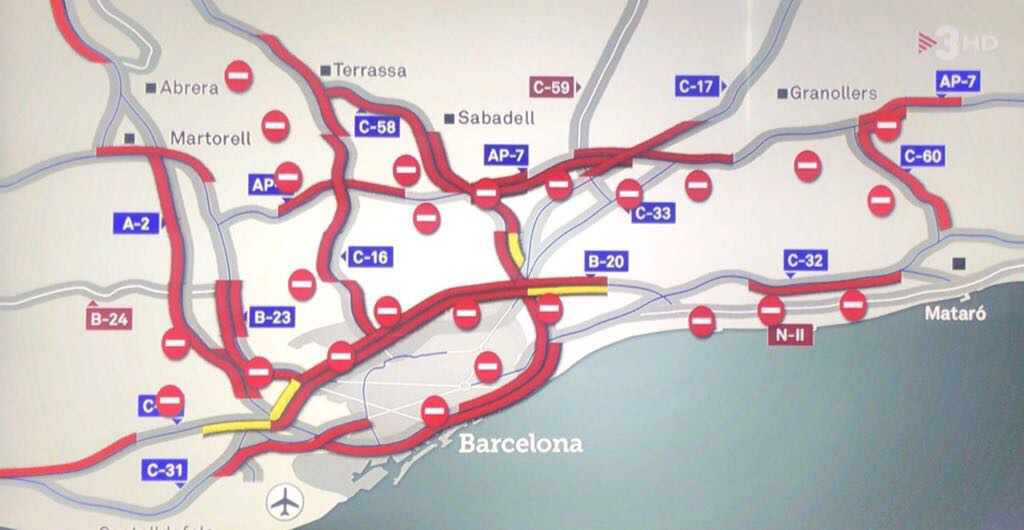 El transporte, afectado por la huelga general en Cataluña