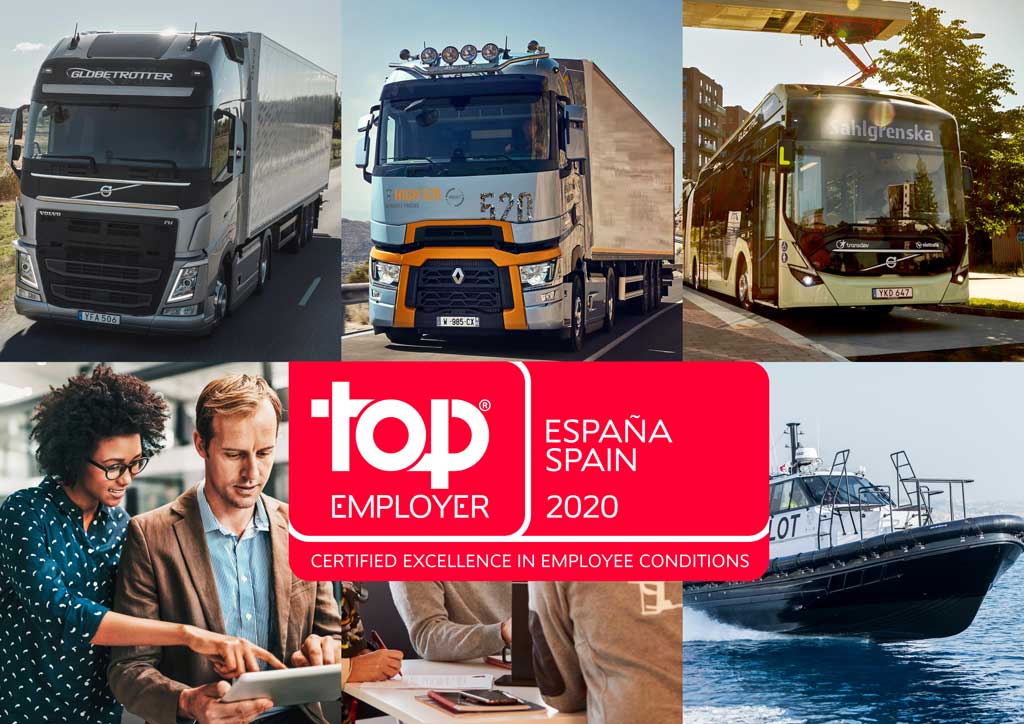 Volvo Group España, reconocida como empresa Top Employer 2020 https://encamion.com/cambios-en-volvo-group-espana-con-enfoque-comercial/