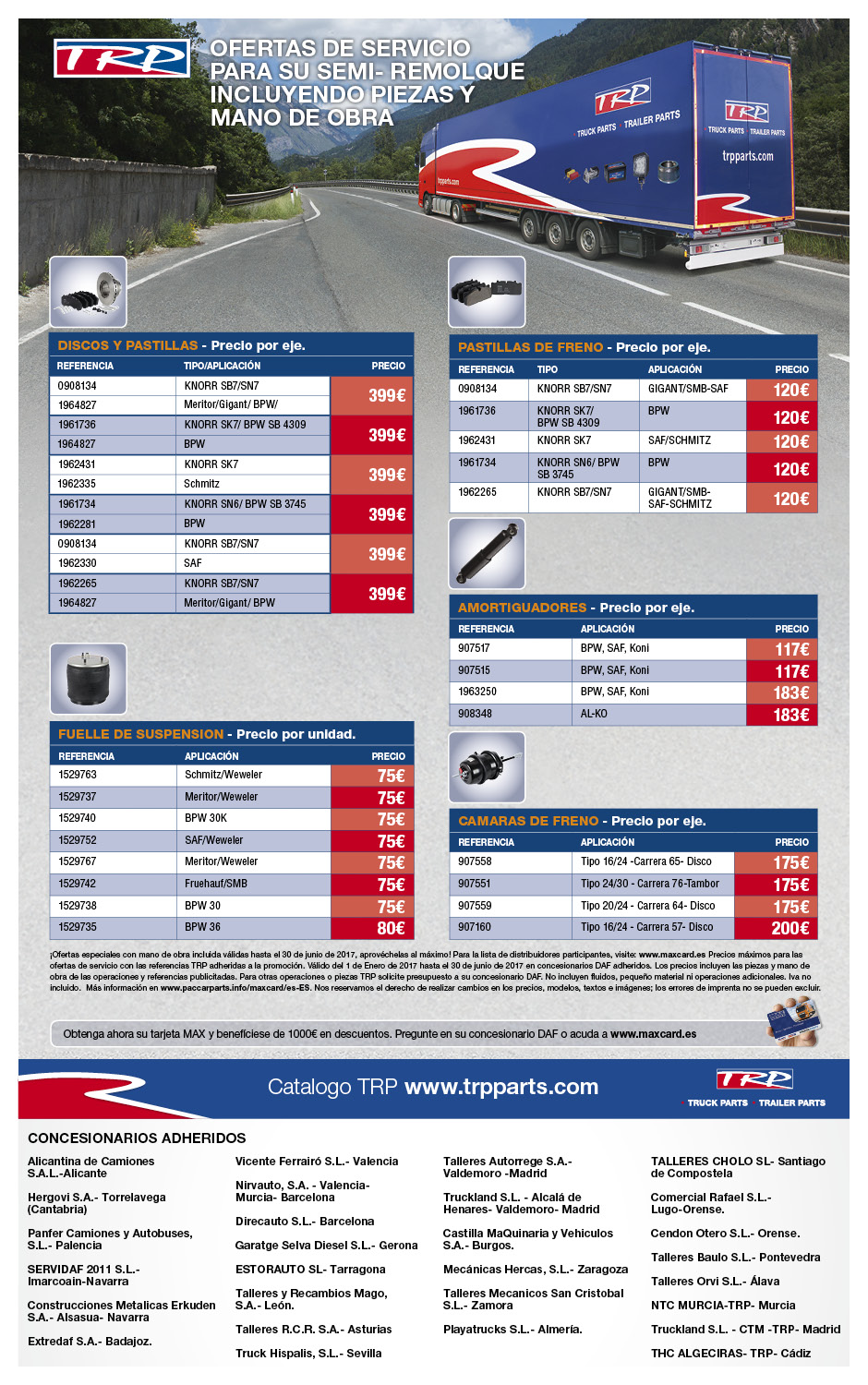TRP lanza una oferta de servicios para tráiler con recambios originales