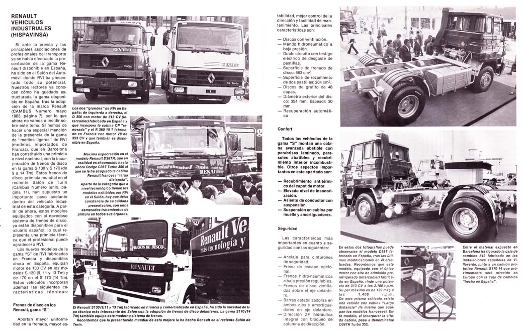 La prensa especializada del momento recogió la llegada de Renault Vehículos Industriales al mercado español de la mano de Barreiros.