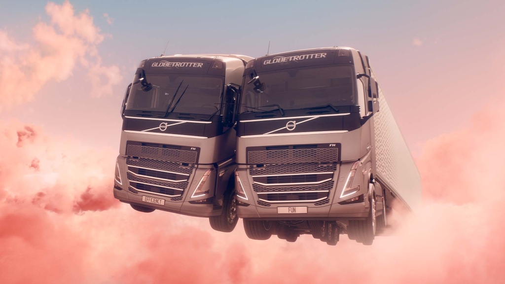 Dos camiones Volvo se enamoran