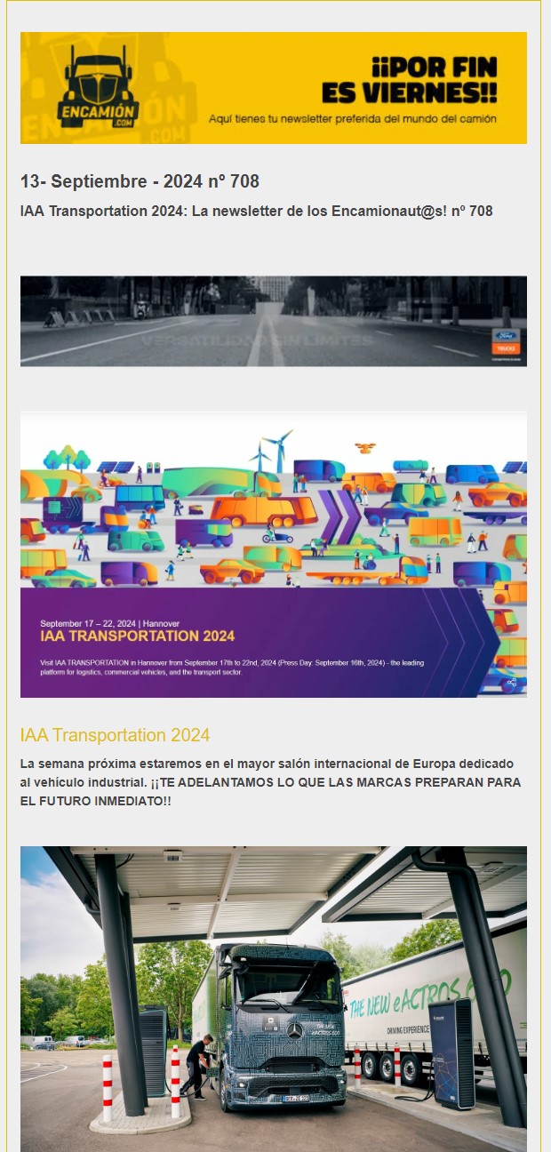 Newsletter de Encamion nº 708 Te anticipamos los vehículos industriales del futuro IAA Transportation 2024