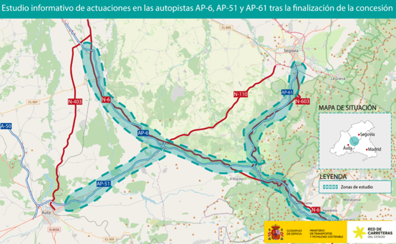 El Ministerio de Transporte estudia eliminar los peajes de AP-6, AP-51 y AP61 