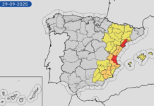PELIGRO por LLUVIAS EXTREMAS en la carretera Alertas por Lluvias torrenciales en el Este de España a 29 Septiembre de 2025.
