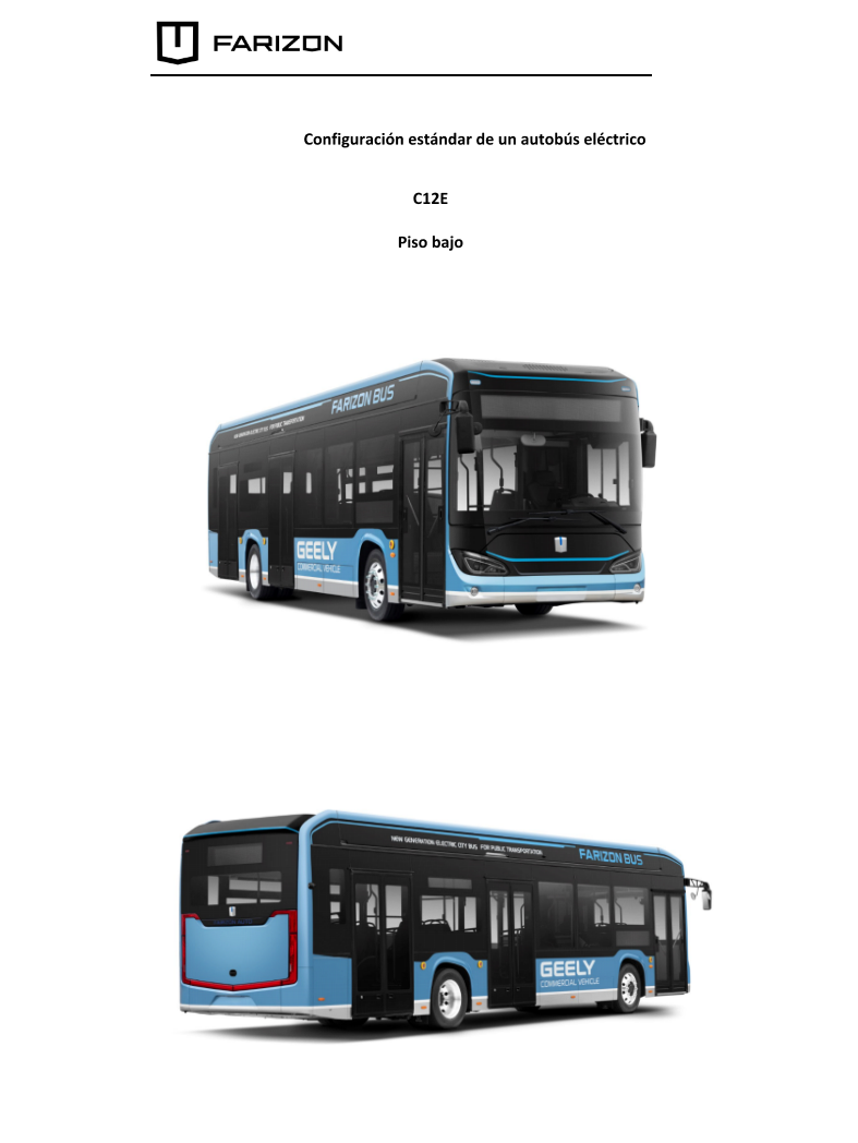 Aspecto externo del autobús eléctrico urbano Farizon C12e.