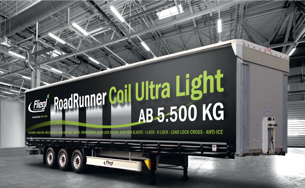 En los semirremolques Fliegl encontramos la versión de lona aligerada con cuna Coil Ultra Light cuyo peso en vacío parte de los 5.500 kilogramos.