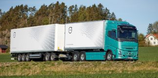 VOLVO TRUCKS gama de camiones pesados Electric y Diésel 2027 ASÍ SERÁ Volvo FH Aero Electric en configuración remolcador para 65 T de peso total.